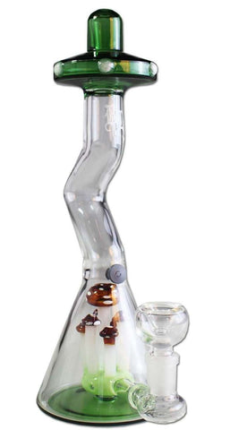 Black Leaf ''Toadstools'' Glass Bong Green