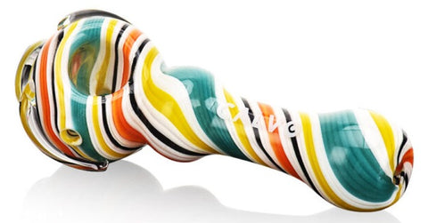 Calvo ''Twisted Spoon'' Glass Smoking Pipe - Light Multicolour