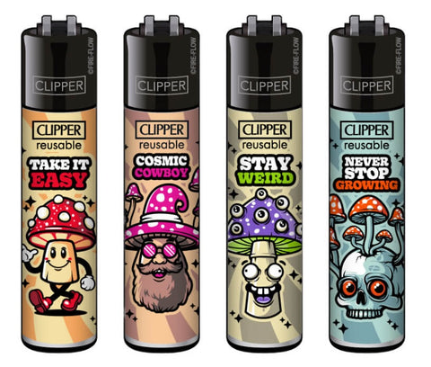 Clipper ''Shroom Quotes'' 4 Pieces Lighter Set