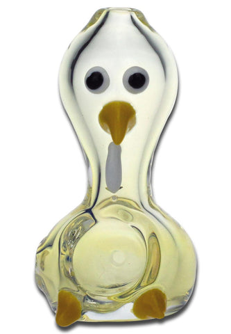 Penguin Glass Pipe - Yellow/Clear